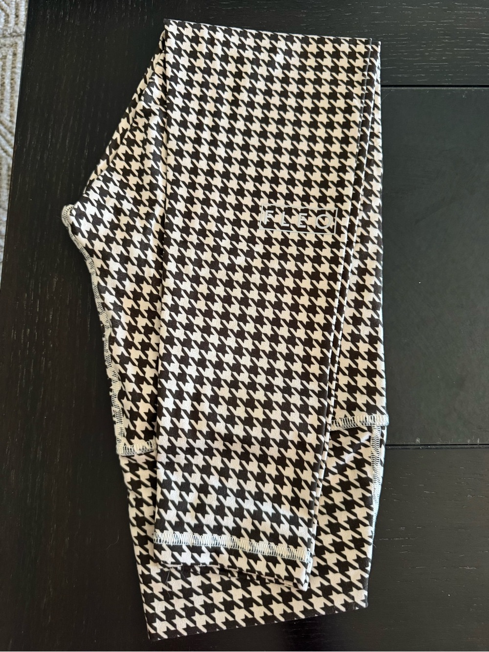 Fleo dark green and ivory Houndstooth Activewear Fabric medium el toro